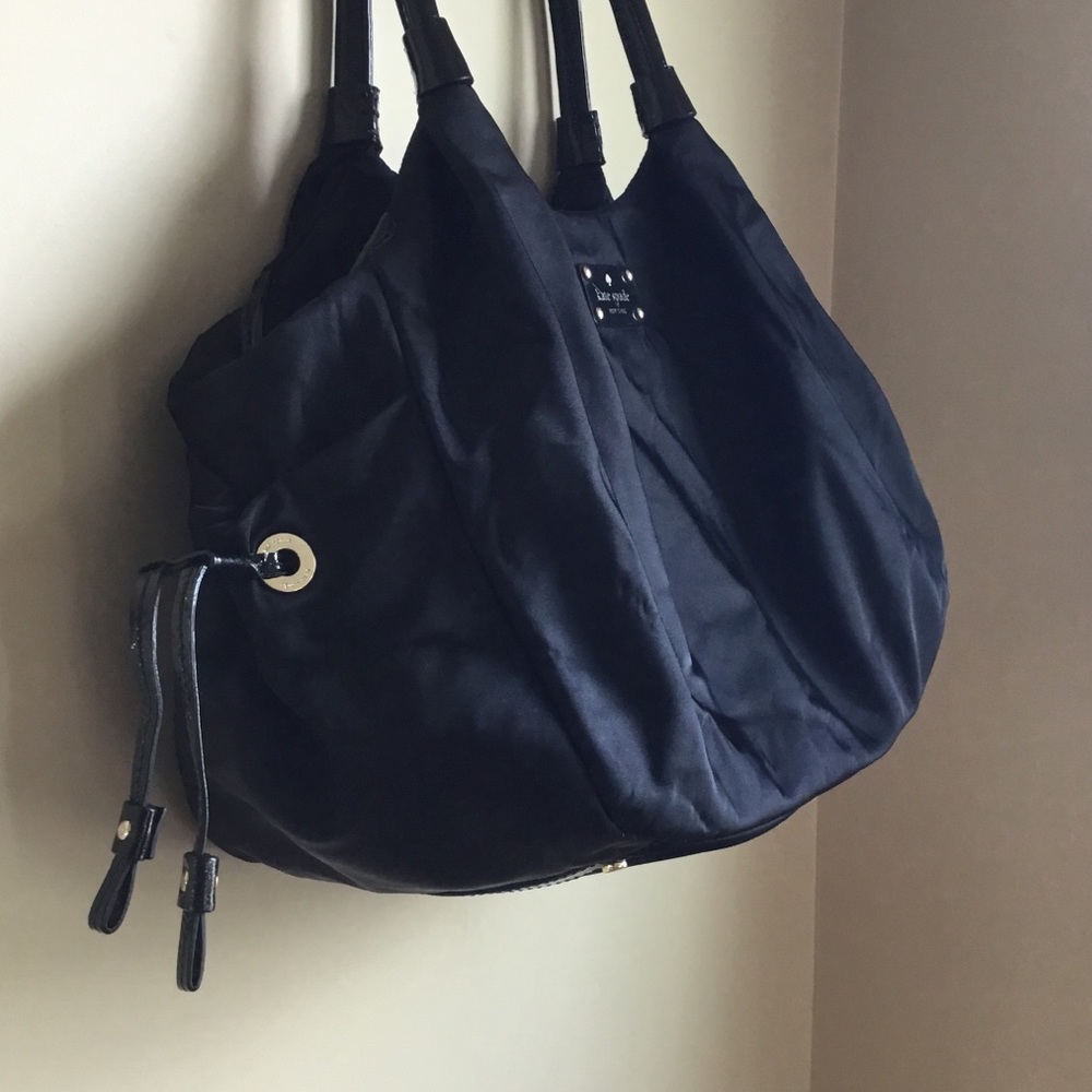 Kate Spade Stevie Black Nylon Leather Satchel Bag - Picture 6 of 15